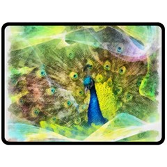 Peacock Digital Painting Double Sided Fleece Blanket (large)  by Simbadda