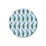 Background Of Beautiful Peacock Feathers Wallpaper For Scrapbooking Rubber Coaster (Round)  Front