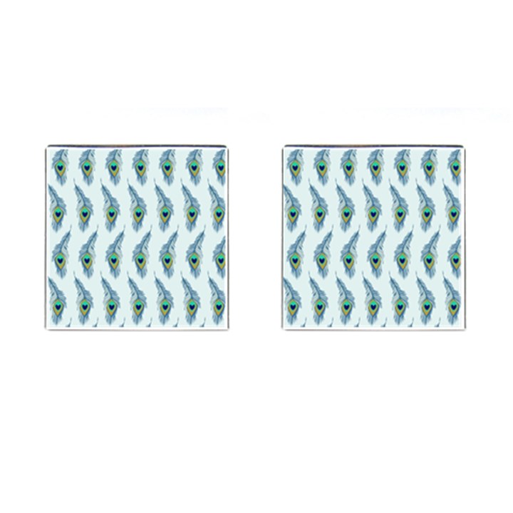 Background Of Beautiful Peacock Feathers Wallpaper For Scrapbooking Cufflinks (Square)