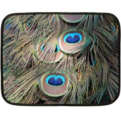 Colorful Peacock Feathers Background Fleece Blanket (mini) by Simbadda