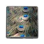 Colorful Peacock Feathers Background Memory Card Reader (Square) Front