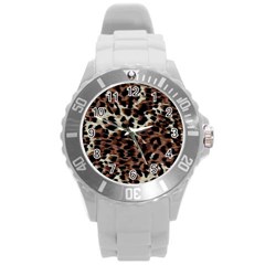 Background Fabric Animal Motifs Round Plastic Sport Watch (L)