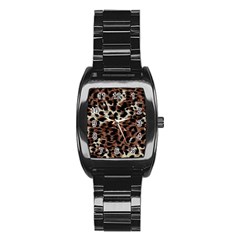 Background Fabric Animal Motifs Stainless Steel Barrel Watch