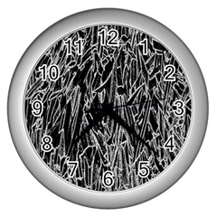 Gray Background Pattern Wall Clocks (silver) 