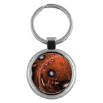 Fractal Peacock World Background Key Chains (Round)  Front