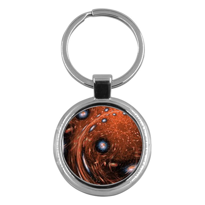 Fractal Peacock World Background Key Chains (Round) 