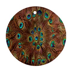 Peacock Pattern Background Round Ornament (two Sides)