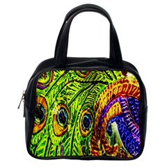 Glass Tile Peacock Feathers Classic Handbags (one Side) by Simbadda