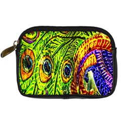 Glass Tile Peacock Feathers Digital Camera Cases by Simbadda
