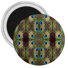 Beautiful Peacock Feathers Seamless Abstract Wallpaper Background 3  Magnets by Simbadda