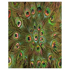 Peacock Feathers Green Background Drawstring Bag (small) by Simbadda