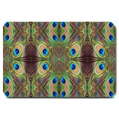 Beautiful Peacock Feathers Seamless Abstract Wallpaper Background Large Doormat  by Simbadda