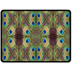 Beautiful Peacock Feathers Seamless Abstract Wallpaper Background Fleece Blanket (large)  by Simbadda