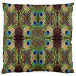 Beautiful Peacock Feathers Seamless Abstract Wallpaper Background Large Cushion Case (Two Sides) Front