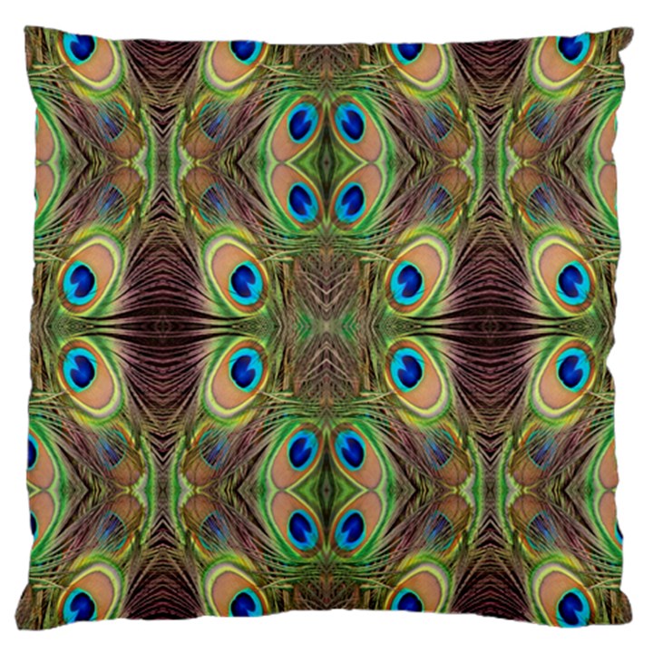 Beautiful Peacock Feathers Seamless Abstract Wallpaper Background Large Cushion Case (Two Sides)