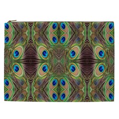 Beautiful Peacock Feathers Seamless Abstract Wallpaper Background Cosmetic Bag (xxl)  by Simbadda