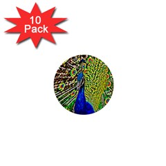 Graphic Painting Of A Peacock 1  Mini Buttons (10 Pack) 