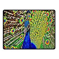 Graphic Painting Of A Peacock Fleece Blanket (small) by Simbadda