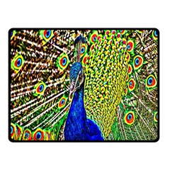 Graphic Painting Of A Peacock Double Sided Fleece Blanket (small)  by Simbadda