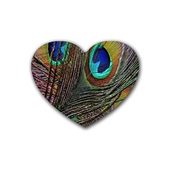 Peacock Feathers Heart Coaster (4 Pack)  by Simbadda