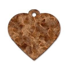 Brown Seamless Animal Fur Pattern Dog Tag Heart (Two Sides)