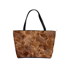 Brown Seamless Animal Fur Pattern Shoulder Handbags by Simbadda