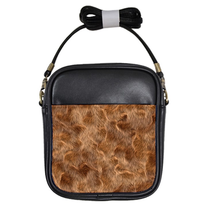 Brown Seamless Animal Fur Pattern Girls Sling Bags