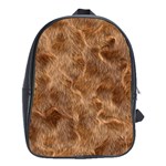 Brown Seamless Animal Fur Pattern School Bags (XL)  Front