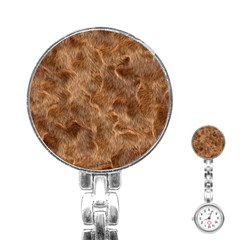 Brown Seamless Animal Fur Pattern Stainless Steel Nurses Watch by Simbadda