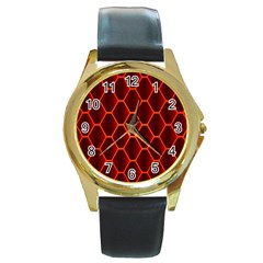 Snake Abstract Pattern Round Gold Metal Watch