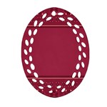 Heart Pattern Background In Dark Pink Ornament (Oval Filigree) Front