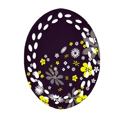 Vintage Retro Floral Flowers Wallpaper Pattern Background Ornament (oval Filigree) by Simbadda