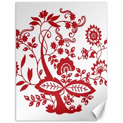 Red Vintage Floral Flowers Decorative Pattern Clipart Canvas 12  X 16  