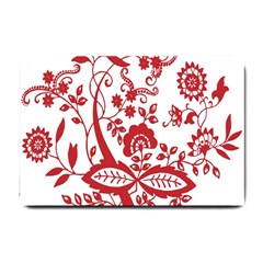 Red Vintage Floral Flowers Decorative Pattern Clipart Small Doormat 