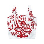 Red Vintage Floral Flowers Decorative Pattern Clipart Full Print Recycle Bags (M)  Front