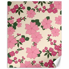 Vintage Floral Wallpaper Background In Shades Of Pink Canvas 11  X 14   by Simbadda