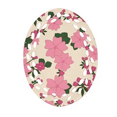 Vintage Floral Wallpaper Background In Shades Of Pink Oval Filigree Ornament (two Sides) by Simbadda