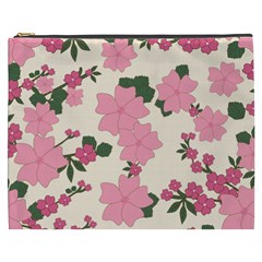 Vintage Floral Wallpaper Background In Shades Of Pink Cosmetic Bag (xxxl)  by Simbadda