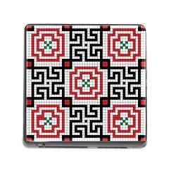 Vintage Style Seamless Black White And Red Tile Pattern Wallpaper Background Memory Card Reader (square) by Simbadda