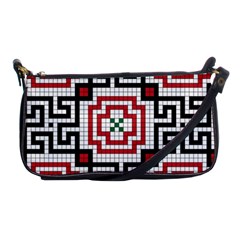 Vintage Style Seamless Black White And Red Tile Pattern Wallpaper Background Shoulder Clutch Bags