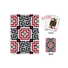 Vintage Style Seamless Black White And Red Tile Pattern Wallpaper Background Playing Cards (mini)  by Simbadda