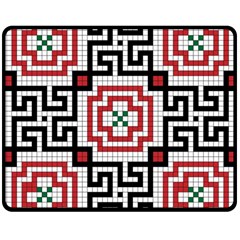 Vintage Style Seamless Black White And Red Tile Pattern Wallpaper Background Double Sided Fleece Blanket (medium) 