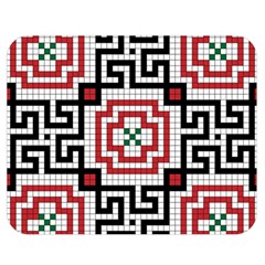 Vintage Style Seamless Black White And Red Tile Pattern Wallpaper Background Double Sided Flano Blanket (medium)  by Simbadda