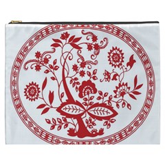 Red Vintage Floral Flowers Decorative Pattern Cosmetic Bag (xxxl)  by Simbadda