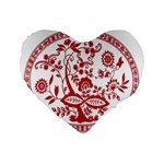 Red Vintage Floral Flowers Decorative Pattern Standard 16  Premium Flano Heart Shape Cushions Front