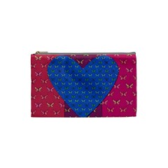 Butterfly Heart Pattern Cosmetic Bag (small)  by Simbadda