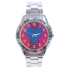 Butterfly Heart Pattern Stainless Steel Analogue Watch by Simbadda