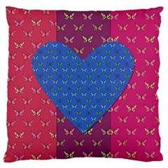 Butterfly Heart Pattern Large Flano Cushion Case (two Sides) by Simbadda