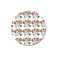 Handmade Pattern With Crazy Flowers Magnet 3  (round) by Simbadda