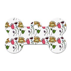 Handmade Pattern With Crazy Flowers Dog Tag Bone (one Side) by Simbadda